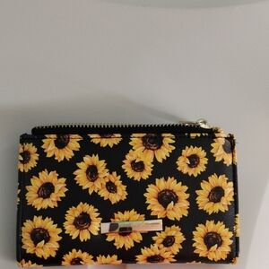 Sunflower Print Black Wallet
